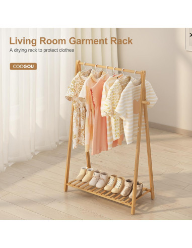 Perchero de Ropa de Bambú COOGOU de Pie 69.3x32x107.5 cm