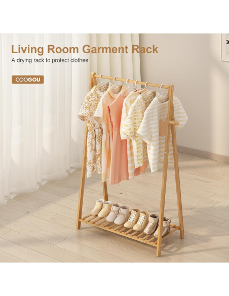 Perchero de Ropa de Bambú COOGOU de Pie 69.3x32x107.5 cm