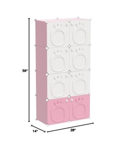 Armario para Niños MAGINELS Rosa 8 Cubos 142.2cm 2