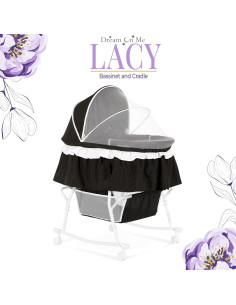 Cuna y Mecedora Portátil 2 en 1 Dream On Me Lacy Negra 2