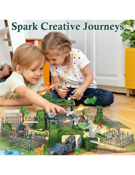 Juego de Batalla de Dinosaurios Militares Frontoytall 56 Piezas