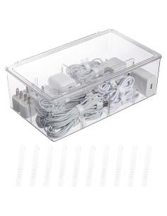 Caja organizadora de cables Yesesion grande con tapa y 10 lazos