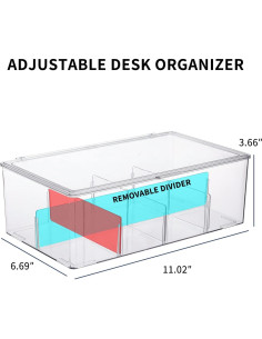 Caja organizadora de cables Yesesion grande con tapa y 10 lazos 2