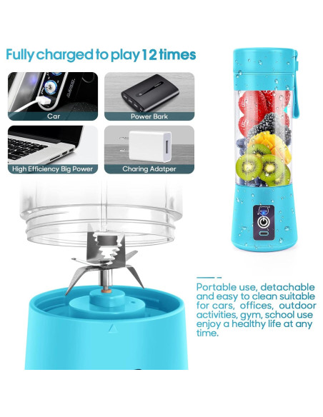 Licuadora Portátil MIAOKE 350ml Recargable USB Azul Licuadora Portátil MIAOKE 350ml Recargable USB Azul