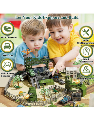 Juego de Batalla de Dinosaurios Militares Frontoytall 56 Piezas