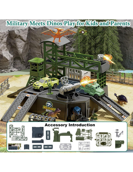 Juego de Batalla de Dinosaurios Militares Frontoytall 56 Piezas