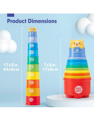 Juguete Apilable Hahaland para Bebés - Tazas Coloridas con Luz