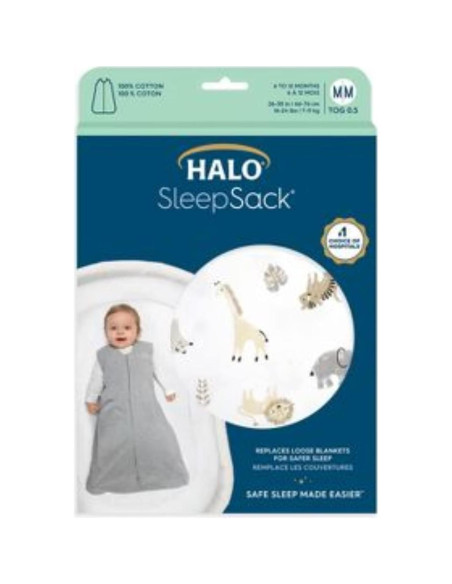 HALO SleepSack Grande 100% Algodón Pintura de Animales 12-18 Meses