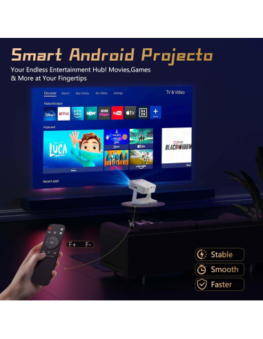 Proyector Portátil XBJ D1 1080P 1200 ANSI WiFi Bluetooth Blanco