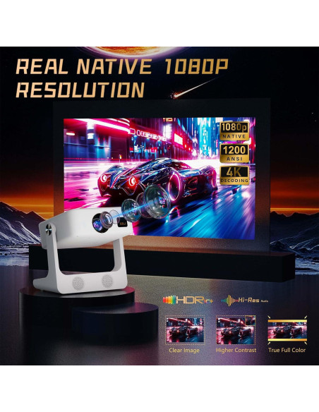 Proyector Portátil XBJ D1 1080P 1200 ANSI WiFi Bluetooth Blanco