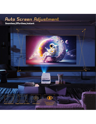 Proyector Portátil XBJ D1 1080P 1200 ANSI WiFi Bluetooth Blanco