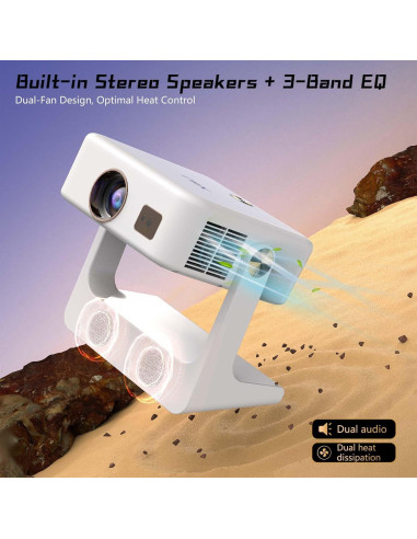 Proyector Portátil XBJ D1 1080P 1200 ANSI WiFi Bluetooth Blanco