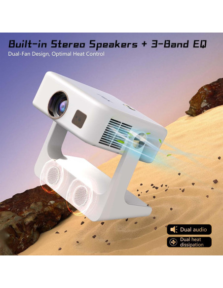 Proyector Portátil XBJ D1 1080P 1200 ANSI WiFi Bluetooth Blanco