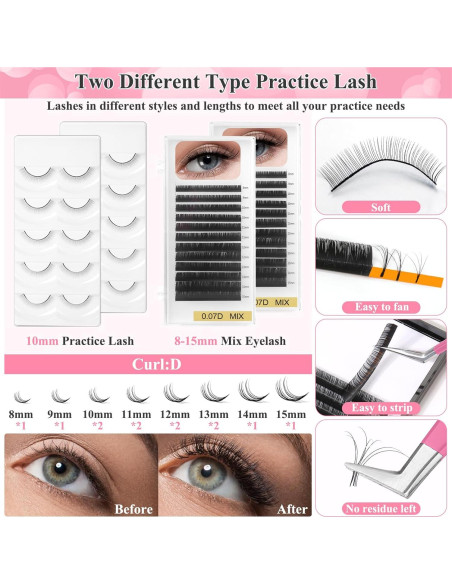 Kit de Extensiones de Pestañas Qinzave para Principiantes