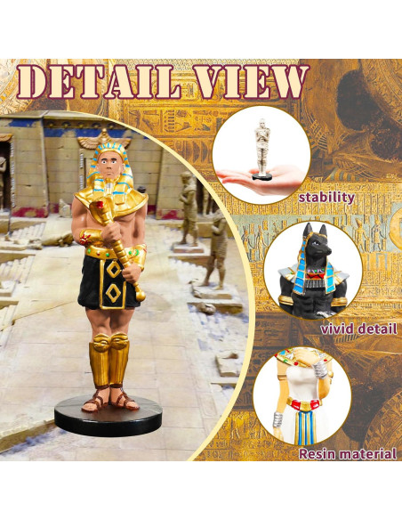 Conjunto 5 Figuras Antiguas Egipcias de Resina - Momia, Anubis, Faraón
