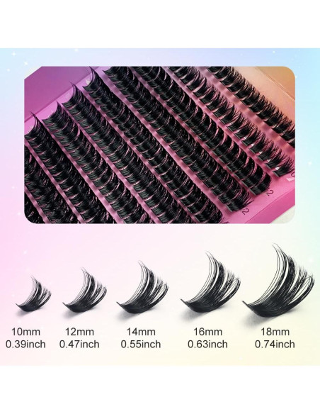 Kit de Extensión de Pestañas MozyVex - 240 Piezas D Curl 10-18mm