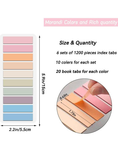 Etiquetas Índice Adhesivas Umbresen 1200 Pcs Morandi