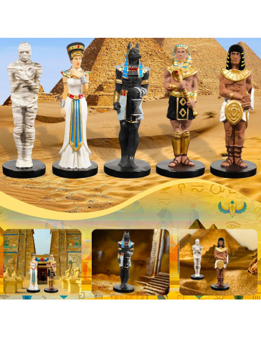 Conjunto 5 Figuras Antiguas Egipcias de Resina - Momia, Anubis, Faraón