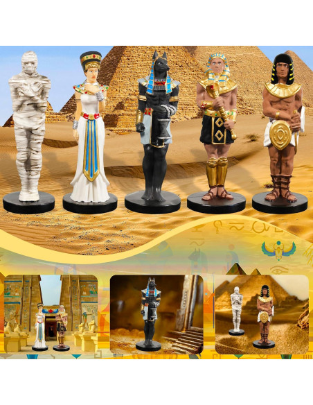 Conjunto 5 Figuras Antiguas Egipcias de Resina - Momia, Anubis, Faraón