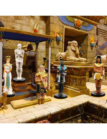 Conjunto 5 Figuras Antiguas Egipcias de Resina - Momia, Anubis, Faraón