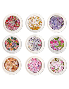 9 Cajas 450 Piezas Paillettes Flores Decoración de Uñas MiaoWu