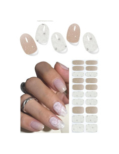 Tiras de Uñas de Gel Semi Curadas Wahrshei 20pcs Flor Blanca