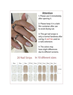 Tiras de Uñas de Gel Semi Curadas Wahrshei 20pcs Flor Blanca 2