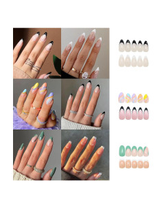 6 Paquetes Uñas Postizas Medianas Misssix 144 Pcs Almendras