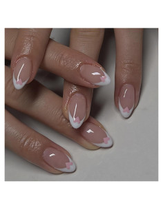 Kit de Uñas Postizas Cortas Almendras YEFIUO 24 Piezas