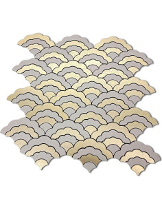 Azulejos autoadhesivos XUANINY 3D Oro cepillado 7 hojas 2