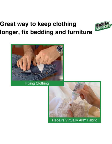 Adhesivo de Tela Permanente Mighty Mend-It 113 g + Gemas 50 unidades