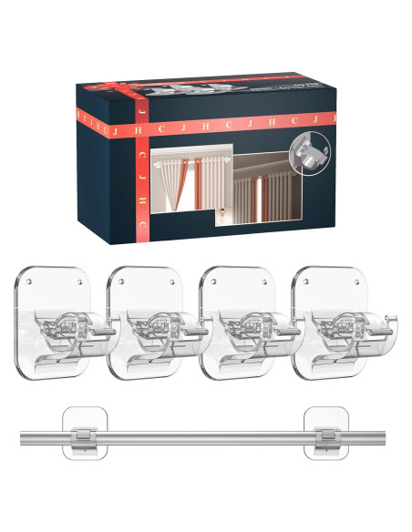 Soportes de Barra de Cortina Autoadhesivos JHCJHC 4 Piezas