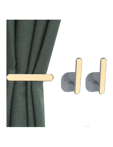 Soportes de Cortina Adhesivos Qusmeiyici Dorados 2 Pcs