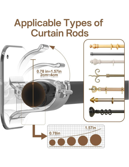 Soportes de Barra de Cortina Autoadhesivos JHCJHC 4 Piezas