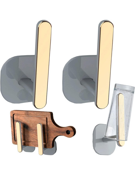 Soportes de Cortina Adhesivos Qusmeiyici Dorados 2 Pcs