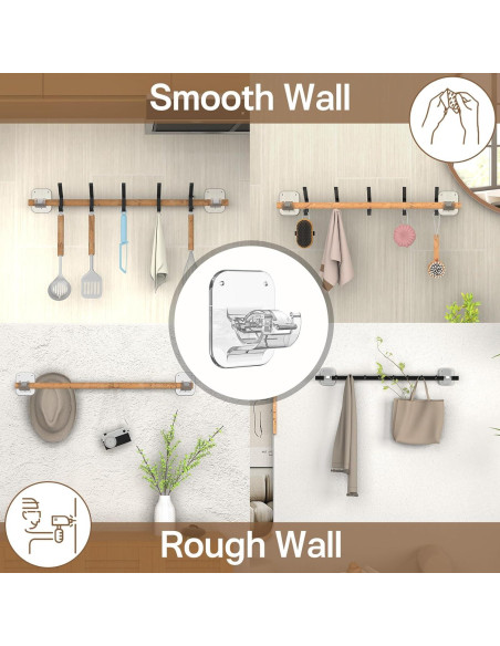 Soportes de Barra de Cortina Autoadhesivos JHCJHC 4 Piezas