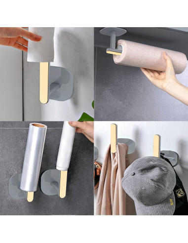 Soportes de Cortina Adhesivos Qusmeiyici Dorados 2 Pcs