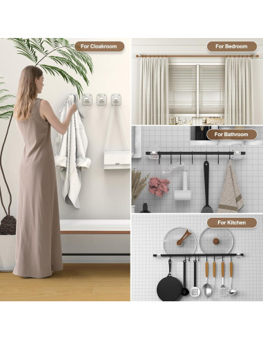 Soportes de Barra de Cortina Autoadhesivos JHCJHC 4 Piezas