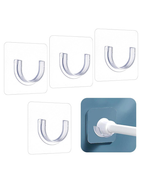 Soporte de Barra de Ducha Adhesivo Molain 4 Pcs Transparente