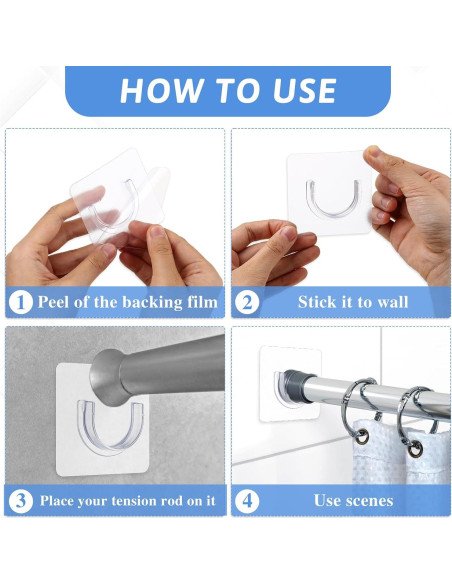 Soporte de Barra de Ducha Adhesivo Molain 4 Pcs Transparente