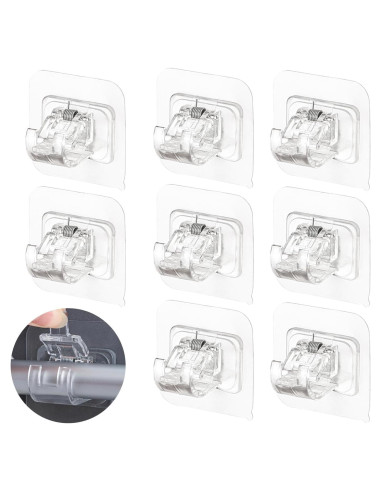 Soporte de Cortina Adhesivo Faddare 8 Pcs Transparente