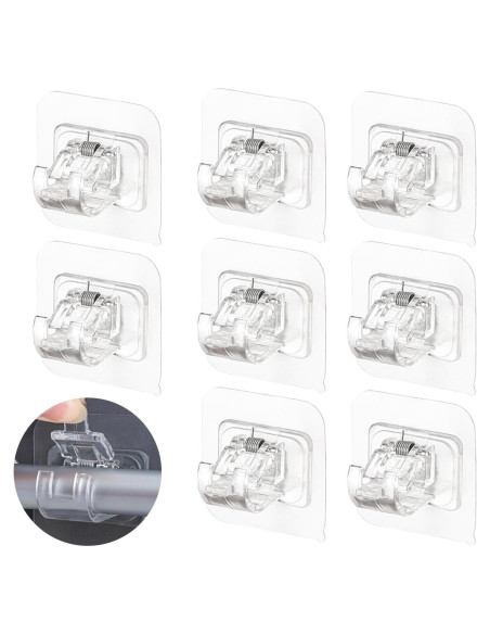 Soporte de Cortina Adhesivo Faddare 8 Pcs Transparente