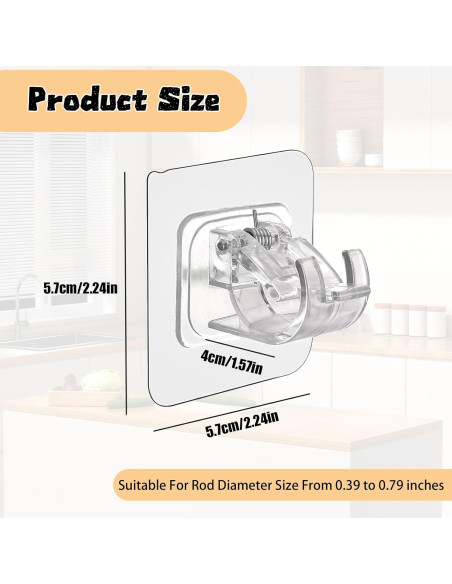 10 Ganchos Autoadhesivos para Varillas de Cortina Siktorrwd