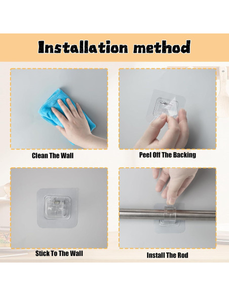 10 Ganchos Autoadhesivos para Varillas de Cortina Siktorrwd