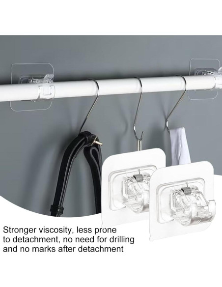 Soporte de Cortina Adhesivo Faddare 8 Pcs Transparente