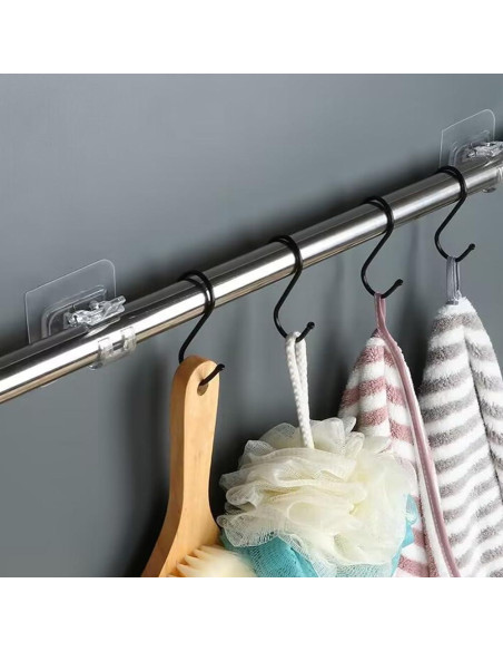 Soporte de Cortina Adhesivo Faddare 8 Pcs Transparente