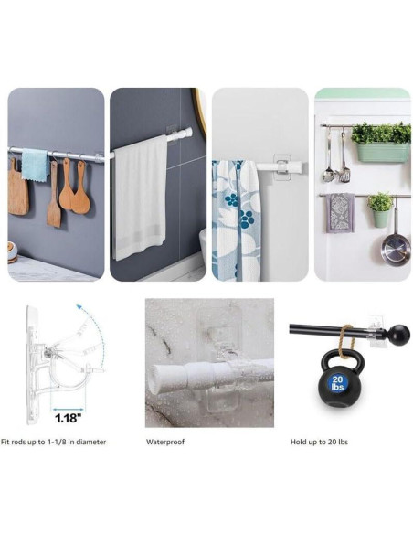 Soporte de Varilla de Cortina Autoadhesivo MYD - 4 Piezas