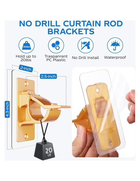 Soportes autoadhesivos para varillas de cortina MUAKIOY - Paquete de 10