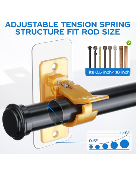 Soportes autoadhesivos para varillas de cortina MUAKIOY - Paquete de 10