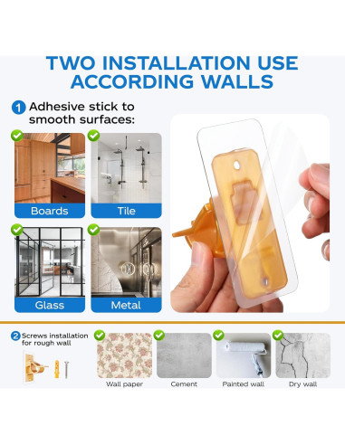 Soportes autoadhesivos para varillas de cortina MUAKIOY - Paquete de 10